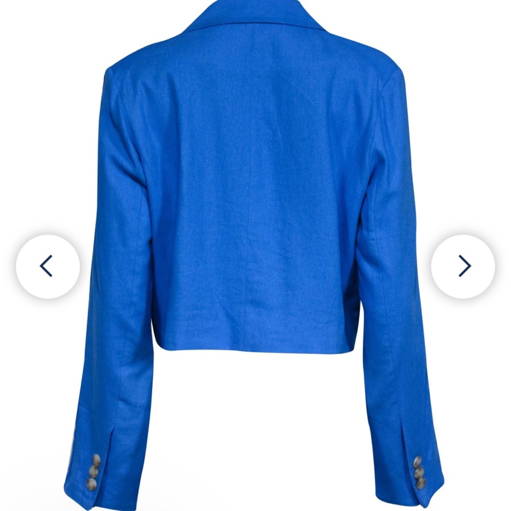 NWT Designer Jason Wu Cropped Linen Blazer, Blue, Medium - Picture 12 of 13